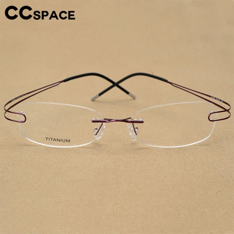 CCspace Unisex Rimless Rectangle Titanium Alloy Eyeglasses 300880 Rimless CCSpace   