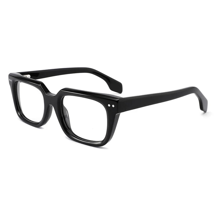 Gatenac Unisex Full Rim Square Brow Line Acetate Eyeglasses G1524 Full Rim Gatenac Black  