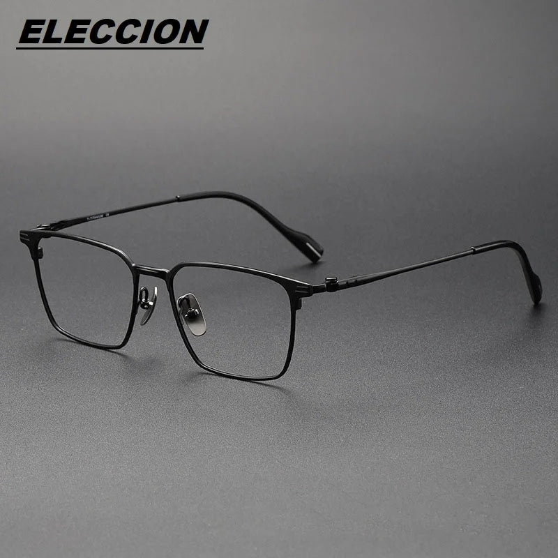 Eleccion Women's Full Rim Square Titanium Eyeglasses 70801 Full Rim Eleccion Black CHINA