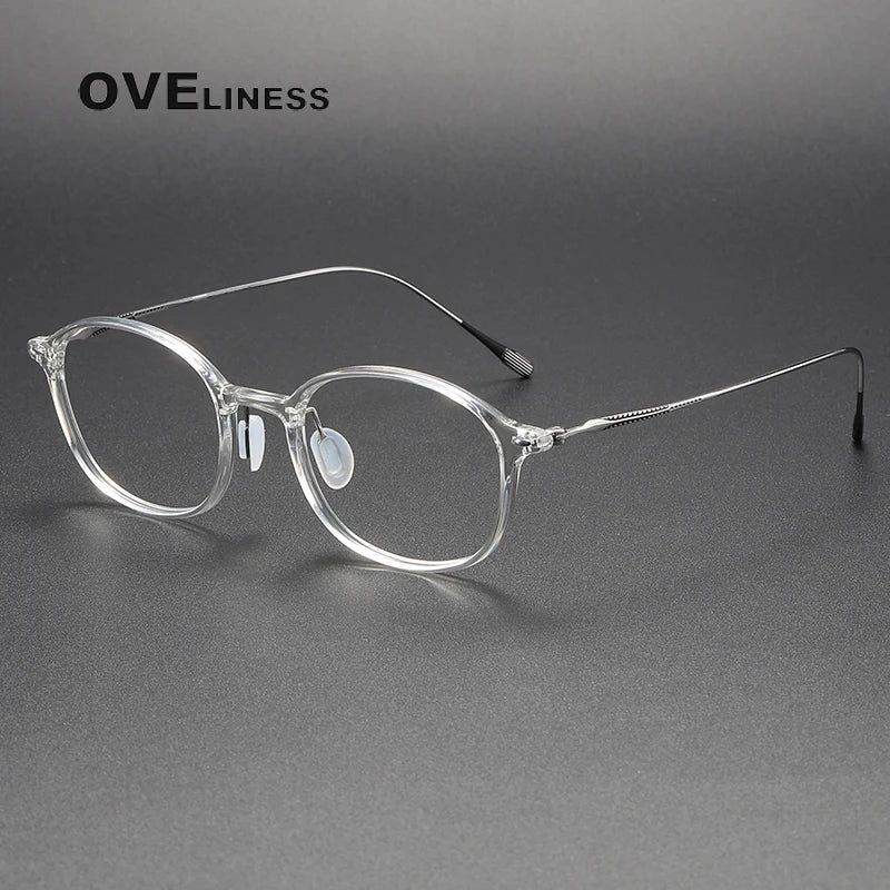 Oveliness Women's Full Rim Round Acetate Titanium Eyeglasses 328653