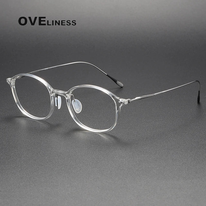 Oveliness Women's Full Rim Round Acetate Titanium Eyeglasses 328653