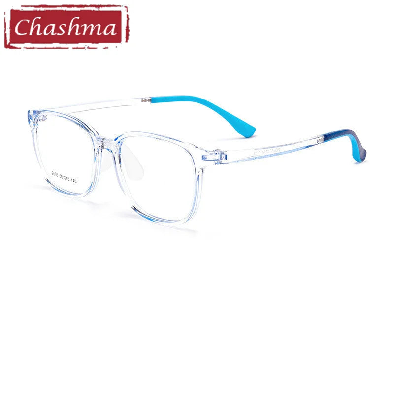 Chashma Ottica Unisex Youth Full Rim Square Tr 90 Titanium Eyeglasses 2606 Full Rim Chashma Ottica Transparent Blue  