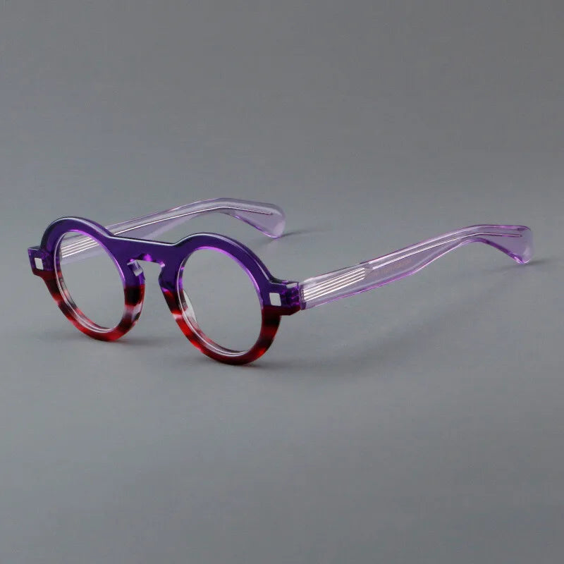 CCspace Unisex Full Rim Round Thick Acetate Eyeglasses 301598 Full Rim CCspace Purple  