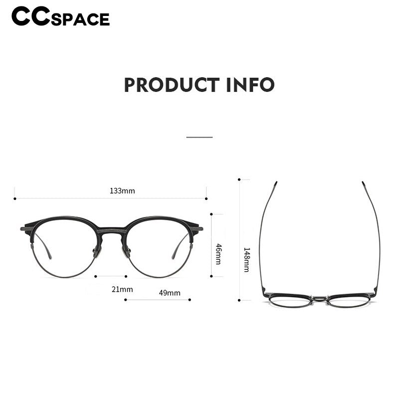 CCspace Unisex Full Rim Round Square Titanium Acetate Eyeglasses 55928 Full Rim CCspace   