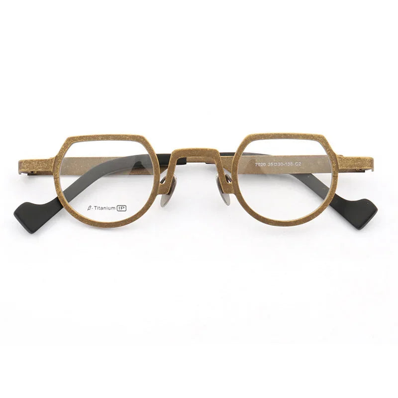 Aror Unisex Full Rim Flat Top Round Titanium Eyeglasses 57020