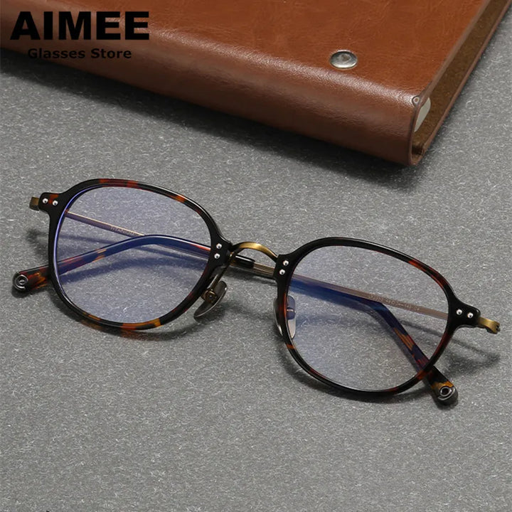 Aimee Unisex Full Rim Round Titanium Acetate Eyeglasses 742270