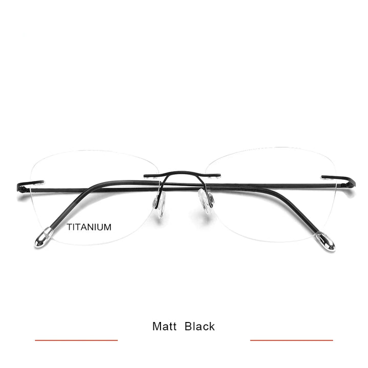 Brightzone Unisex Rimless Polygon Square Titanium Eyeglasses 71613 Rimless Brightzone Matte Black