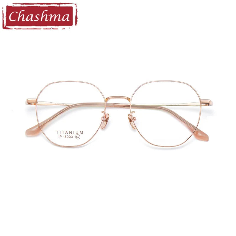 Chashma Ottica Unisex Full Rim Hexagon Titanium Eyeglasses 8003 Full Rim Chashma Ottica Rose Gold  