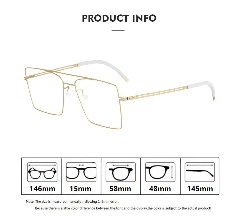 Aimee Unisex Full Rim Square Double Bridge Titanium Eyeglasses  481476 FuzWeb