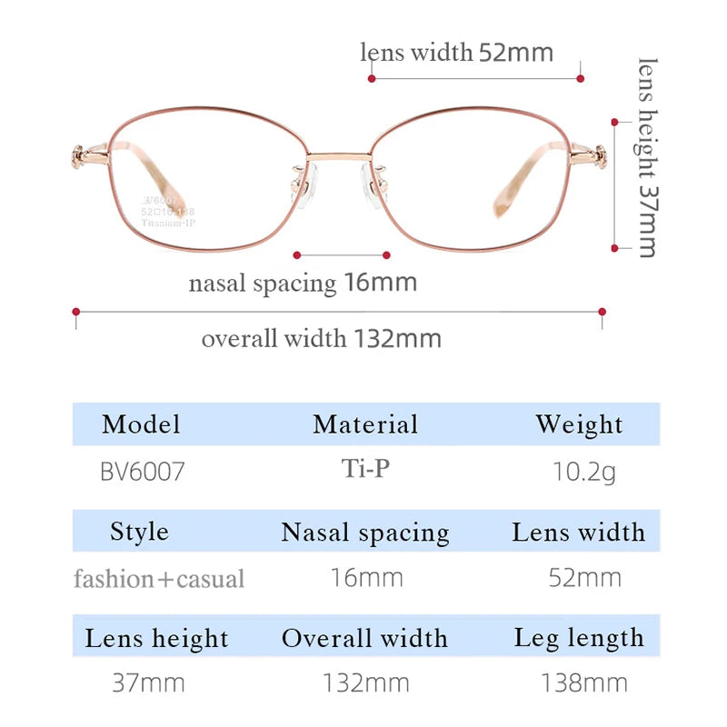 Hotony Women's Full Rim Square Titanium Eyeglasses 86007 Full Rim Hotony