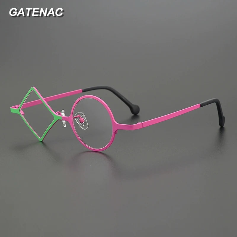 Gatenac Women's Full Rim Round Diamond Titanium Eyeglasses G85852