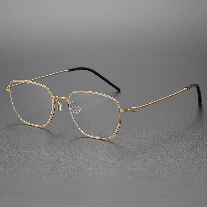 Black Mask Unisex Full Rim Square Titanium Eyeglasses L5527 Full Rim Black Mask Gold  