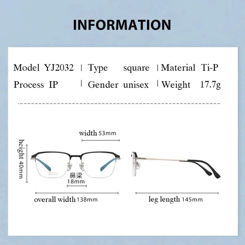 Hotochki Women's Semi Rim Square Titanium Frames 203200 FuzWeb