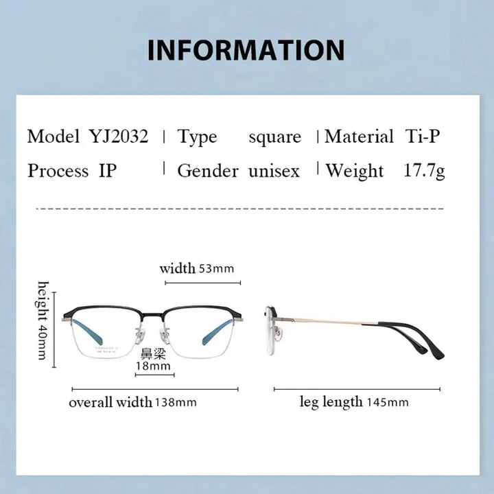 Hotochki Womens Semi Rim Square Titanium Frames 203200 — view 2 | Hotochki at FuzWeb