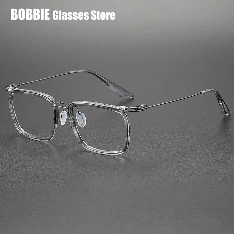 Bobbie Unisex Full Rim Square Acetate Titanium Eyeglasses 808639