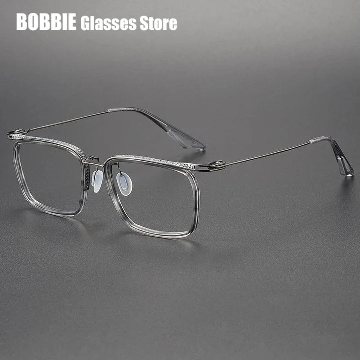 Bobbie Unisex Full Rim Square Acetate Titanium Eyeglasses 808639