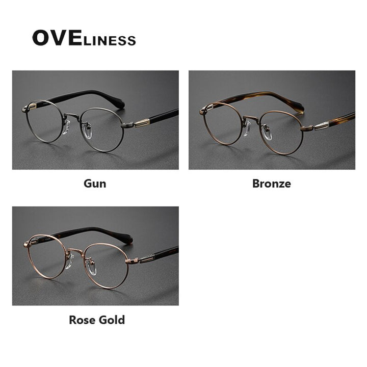 Oveliness Unisex Full Rim Oval Acetate Titanium Eyeglasses Ks96 Full Rim Oveliness   