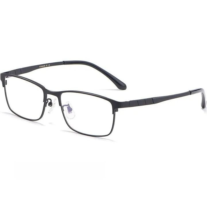 Yimaruili Men's Full Rim Square Titanium Eyeglasses Ht0137 Full Rim Yimaruili Eyeglasses Matte Black  