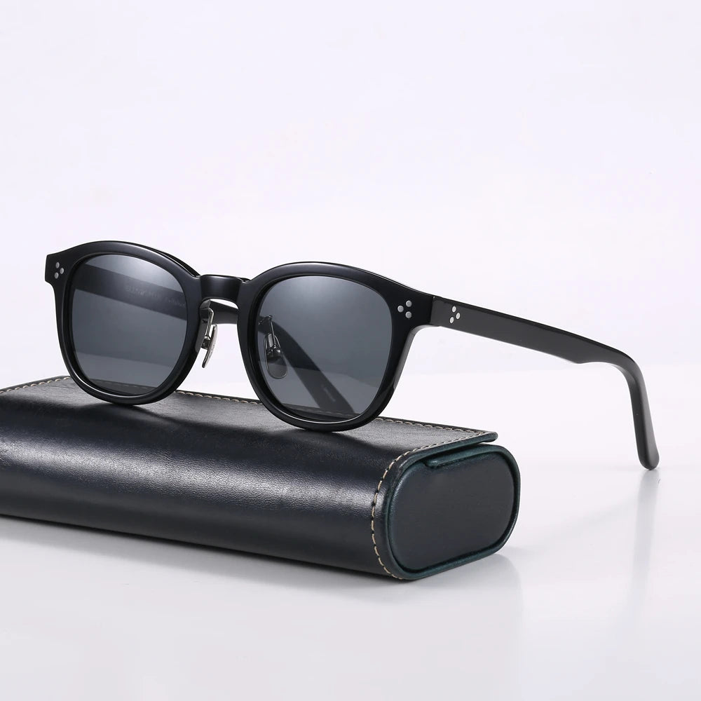 Black Mask Men Full Rim Square Acetate Polarized Sunglasses Fuz 17