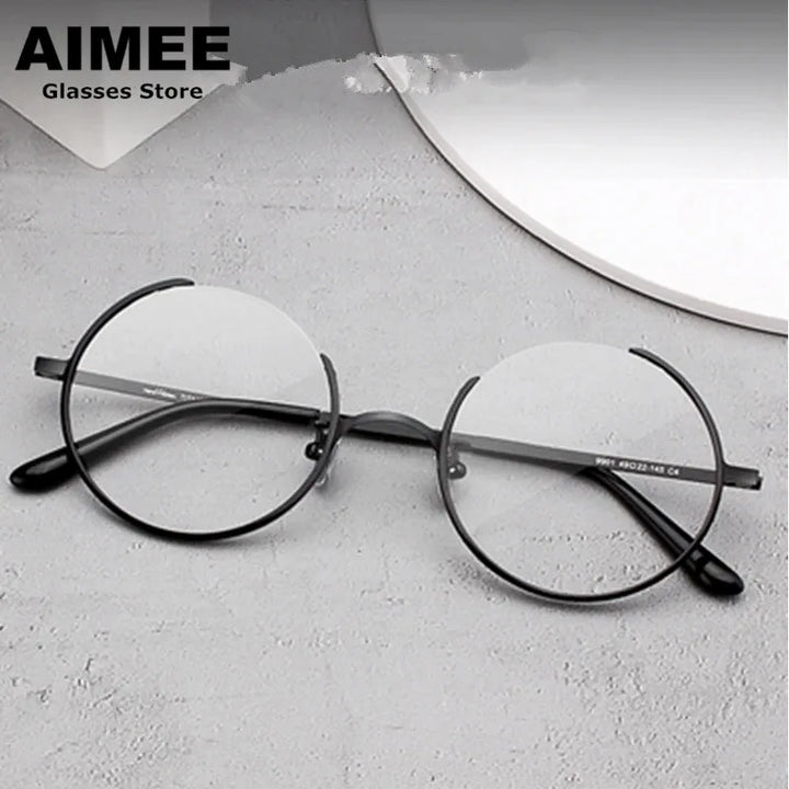 Aimee Unisex Semi Rim Round Alloy Eyeglasses 5048 Semi Rim Aimee   