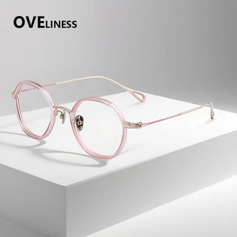 Oveliness Women's Full Rim Polygon Acetate Titanium Eyeglasses 922142