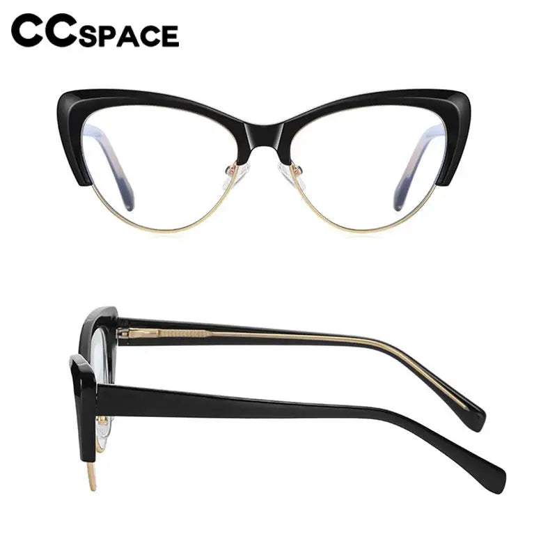 CCspace Unisex Full Rim Square Cat Eye Tr 90 Titanium Eyeglasses 57455 Full Rim CCSpace   