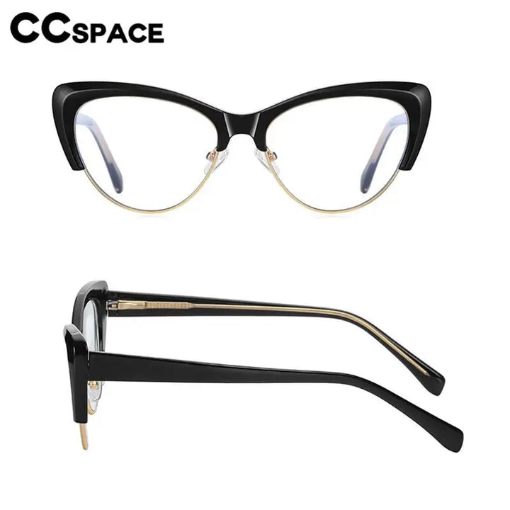 CCspace Unisex Full Rim Square Cat Eye Tr 90 Titanium Eyeglasses 57455 Full Rim CCSpace   