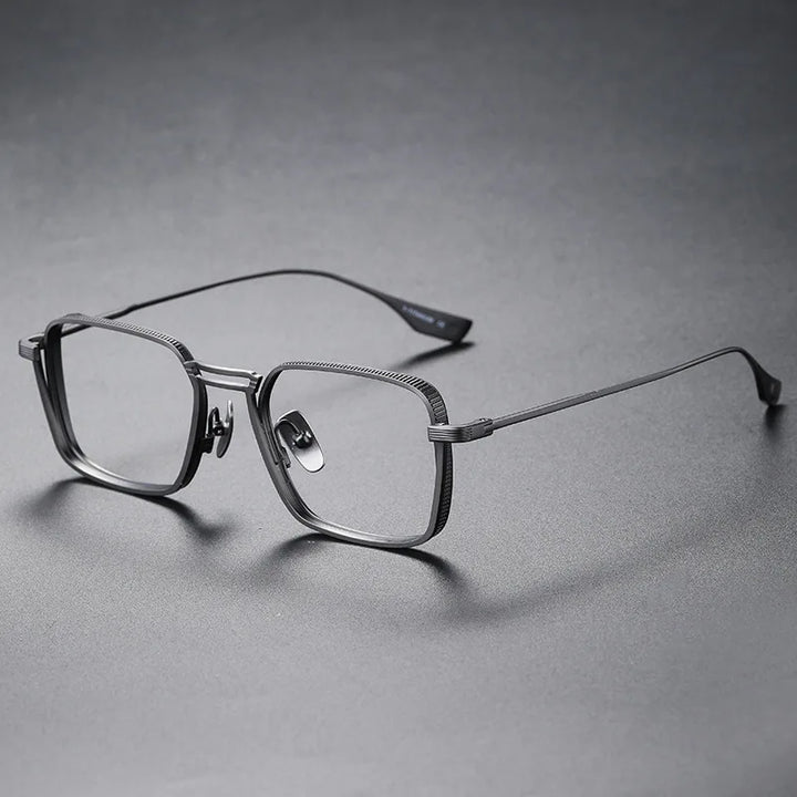 Zirosat Men's Full Rim Square Double Bridge Titanium Eyeglasses 958125