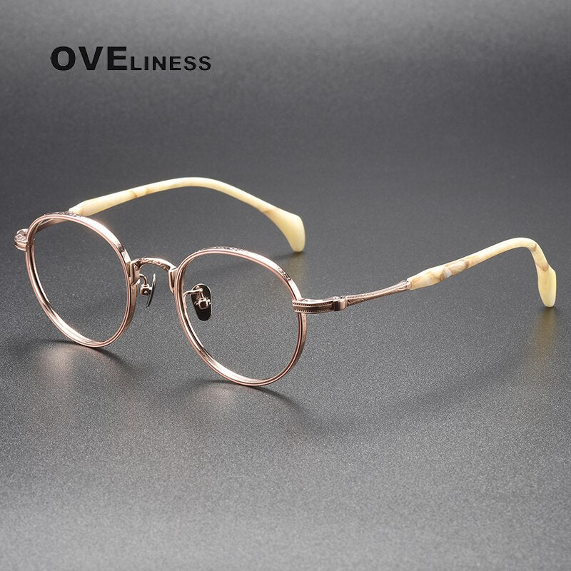 Oveliness Unisex Full Rim Round Titanium Eyeglasses 80862 Full Rim Oveliness rose gold  