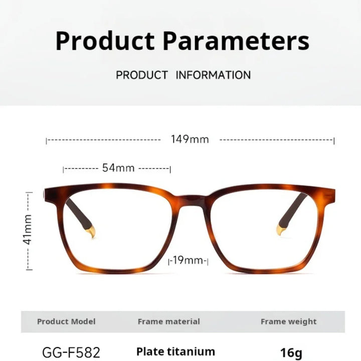 Momoja Unisex Full Rim Big Square Acetate Titanium Eyeglasses 72582