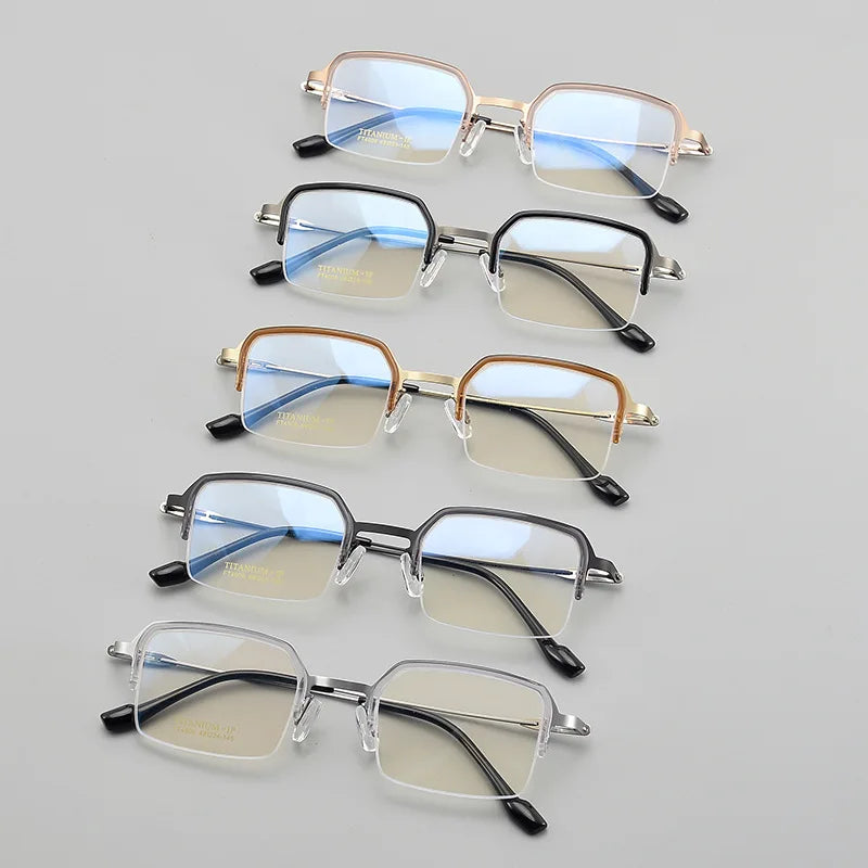 Hewei Unisex Semi Rim Square Titanium Acetate Eyeglasses 4006 Semi Rim Hewei   