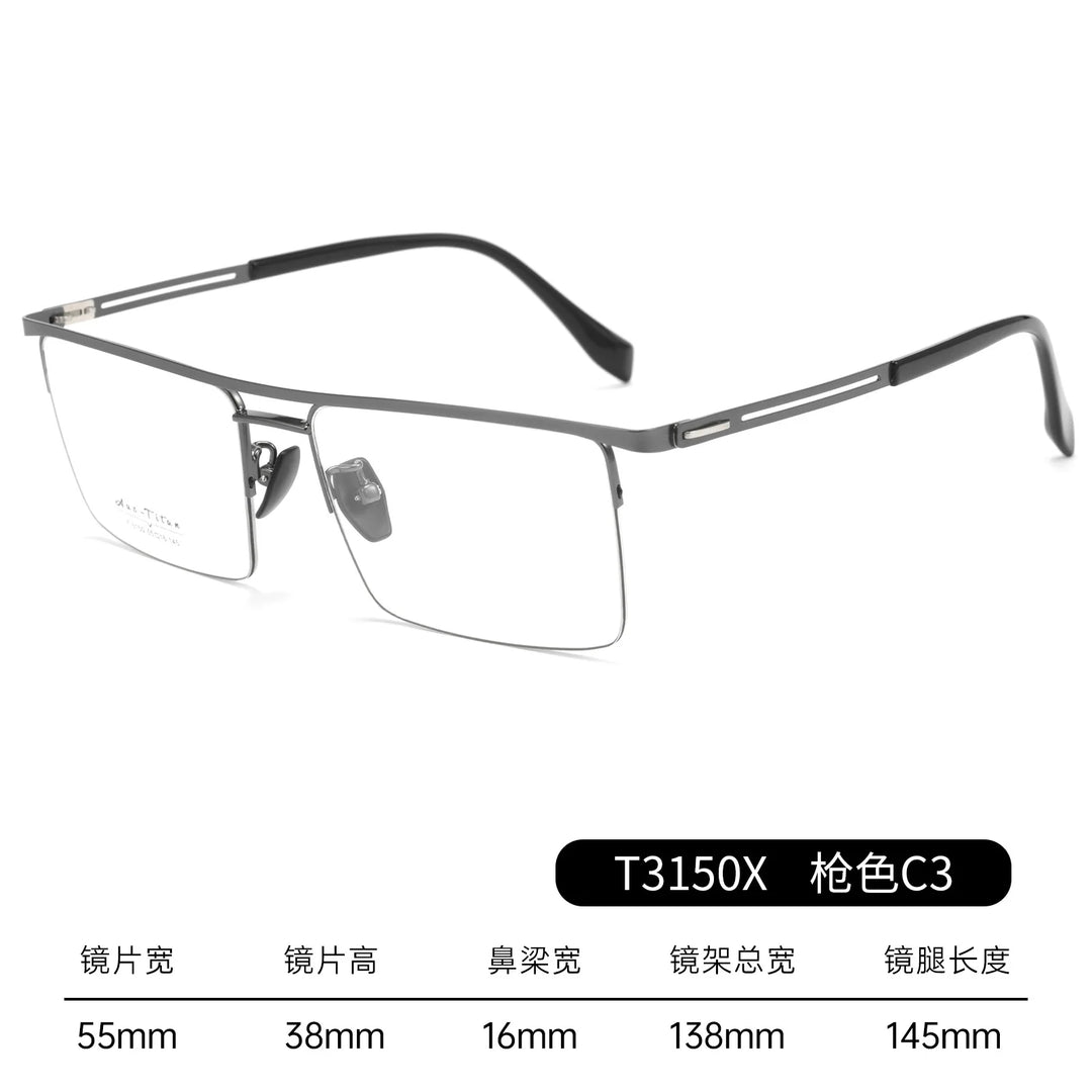 Gmei Optical T3150X men's square alloy prescription eyeglasses — view 4