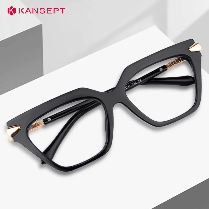 Kansept Women's Full Rim Brow Line Cat Eye Tr 90 Alloy Reading Glasses 243244