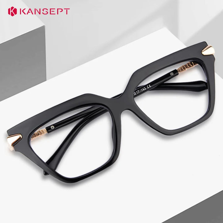Kansept Women's Full Rim Brow Line Cat Eye Tr 90 Alloy Reading Glasses 243244
