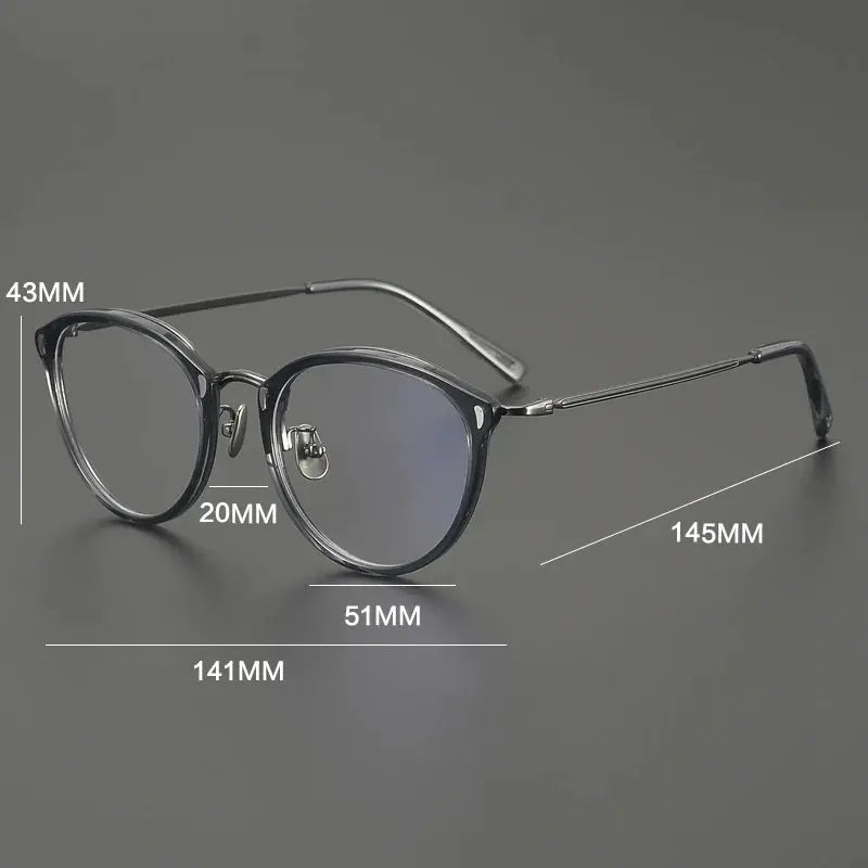 Gatenac Unisex Full Rim Oval Round Acetate Titanium Eyeglasses 679452 FuzWeb