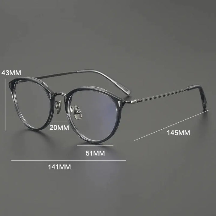 Gatenac Unisex Full Rim Oval Round Acetate Titanium Eyeglasses 679452 — view 2 | Gatenac at FuzWeb