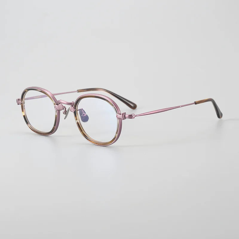 Hewei Unisex Full Rim Oval Titanium Acetate Eyeglasses 14185 Full Rim Hewei pink  