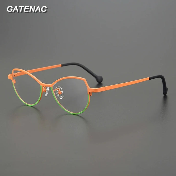 Gatenac Unisex Full Rim Brow Line Cat Eye Titanium Eyeglasses Gxy85848