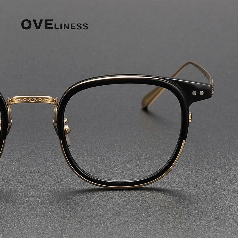 Oveliness Unisex Full Rim Square Acetate Titanium Eyeglasses Og001 Full Rim Oveliness   