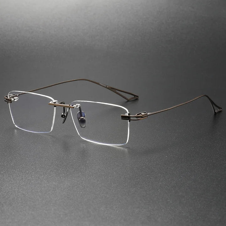 Muzz Unisex Rimless Square Titanium Eyeglasses 55140