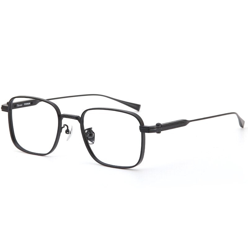 Muzz Men's Full Rim Square Titanium Eyeglasses 10147 Full Rim Muzz Black  