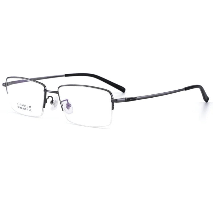 Brightzone Unisex Semi Rim Square Titanium Eyegasses 71457 Semi Rim Brightzone Gun gray