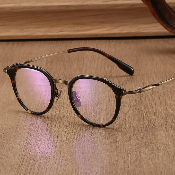 Black Mask Unisex Full Rim Flat Top Oval Titanium Acetate Eyeglasses 880058