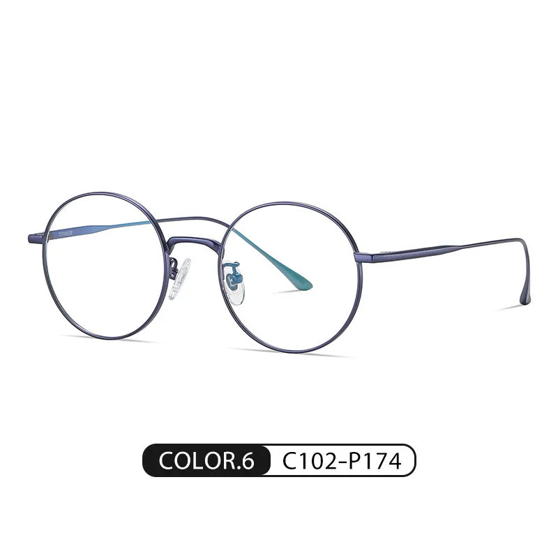 Handoer Women's Full Rim Round Titanium Eyeglasses 0913 Full Rim Handoer C6  