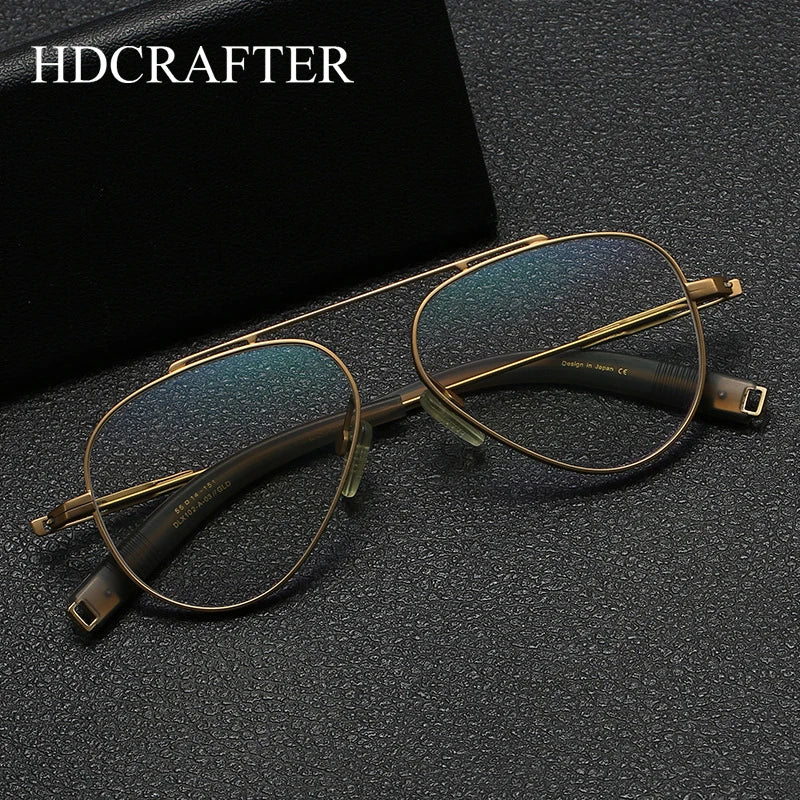 Hdcrafter Men's Full Rim Oversized Oval Titanium Eyeglasses 41102 Full Rim Hdcrafter Eyeglasses   