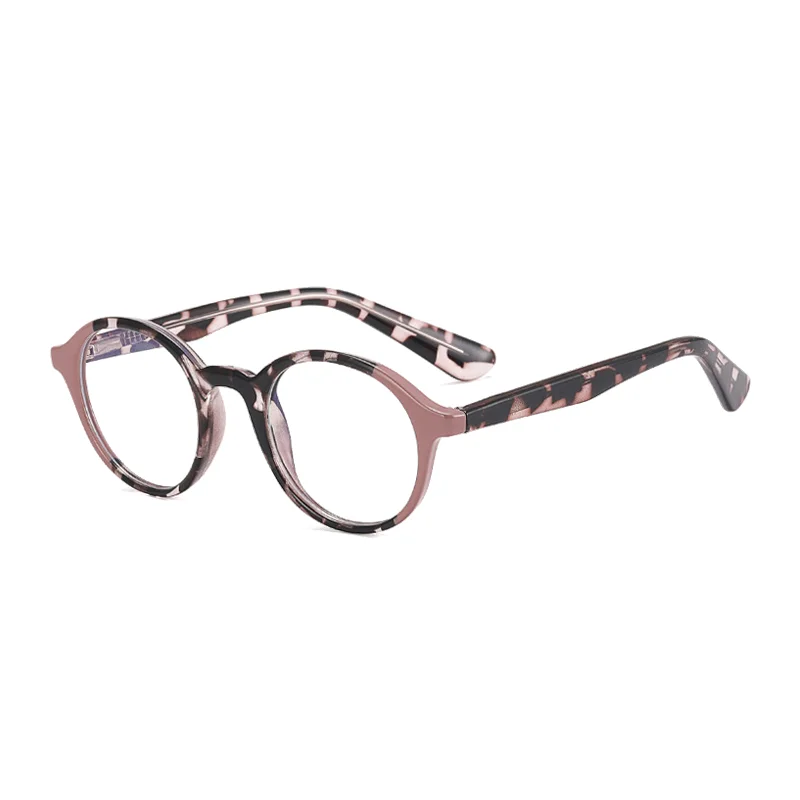 Ralferty Unisex Youth's Full Rim Round Acetate Eyeglasses R992 Full Rim Ralferty C5 White Leopard CHINA 