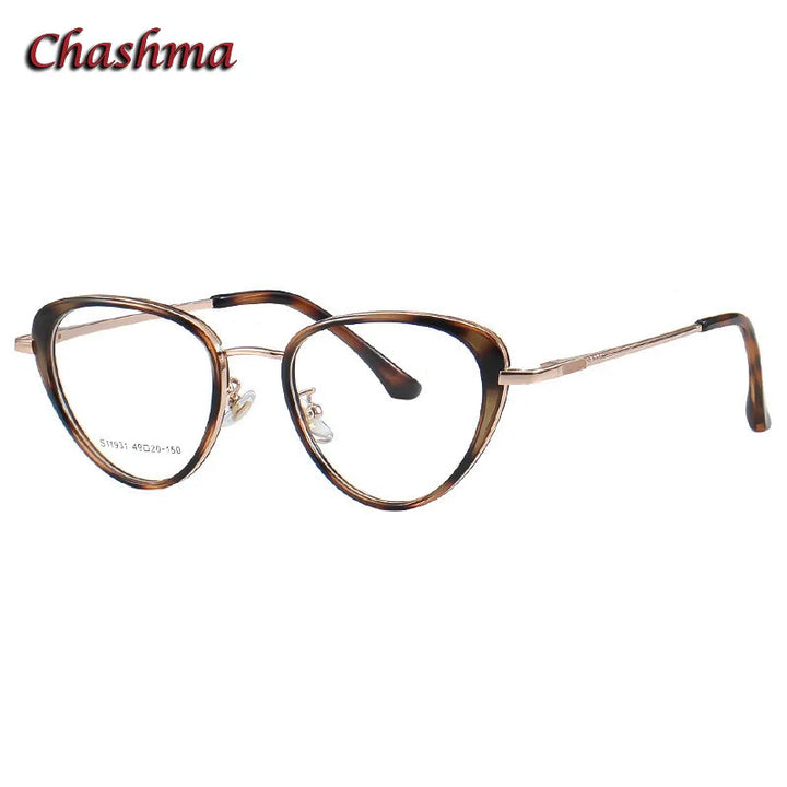 Chashma Ochki Women's Full Rim Cat Eye Alloy Tr 90 Titanium Eyeglasses 119314