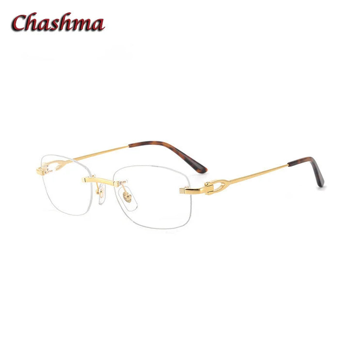 Chashma Ochki Unisex Rimless Small Square Titanium Eyeglasses 0290 Rimless Chashma Ochki Gold  