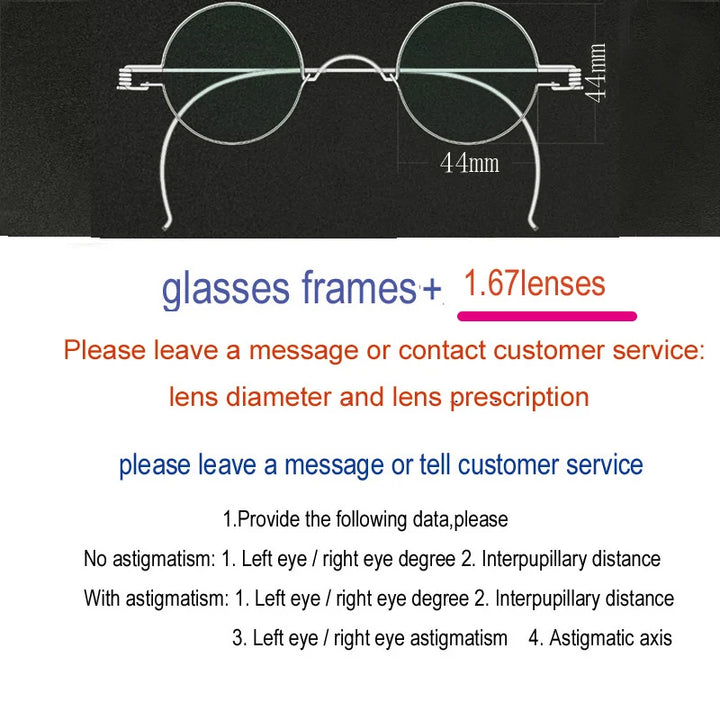 Yujo Unisex Full Rim Round Stainless Steel Custom Eyeglasses Y4042 Full Rim Yujo 167 44 CHINA 