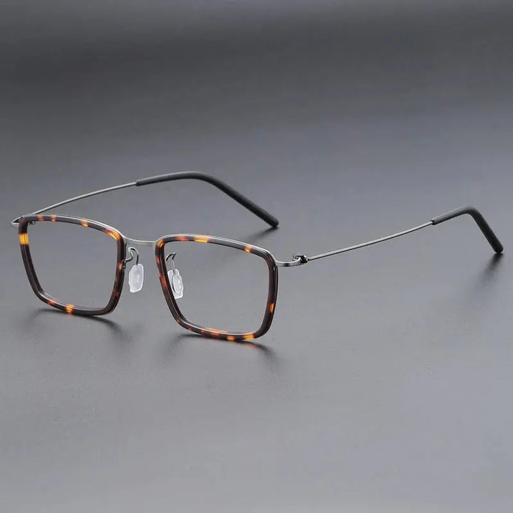 Gatenac Unisex Full Rim Square Acetate Titanium Eyeglasses 699853 FuzWeb